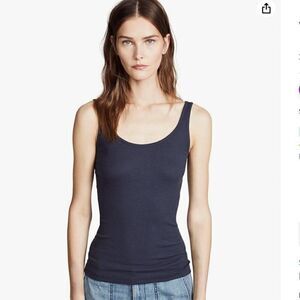 NEW Vince Sz S Navy Blue Favorite Tank Modal Jersey Fitted BalletCore Long Top